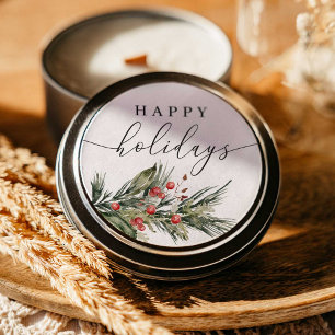 Elegant Watercolor Christmas Round Sticker Labels
