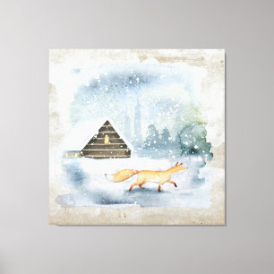Elegant Watercolor Christmas Scene Canvas Print