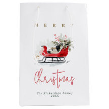 Elegant Watercolor Christmas Sleigh 