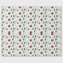 Elegant Watercolor Christmas Tree and Poinsettia