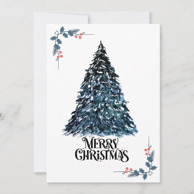 Elegant Watercolor Christmas Tree Card | Festive & (Front)
