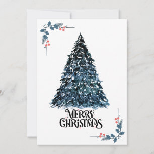 Elegant Watercolor Christmas Tree Card Festive &
