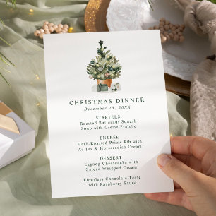 Elegant Watercolor Christmas Tree Christmas Dinner Menu