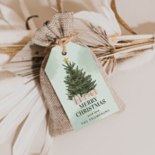 Elegant Watercolor Christmas Tree Christmas Gift Tags