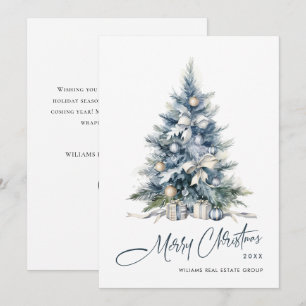 Elegant Watercolor Christmas Tree Corporate Holiday Card