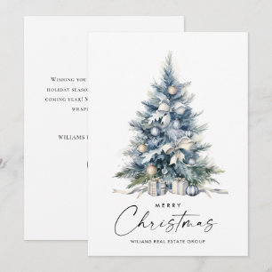 Elegant Watercolor Christmas Tree Corporate Holiday Card
