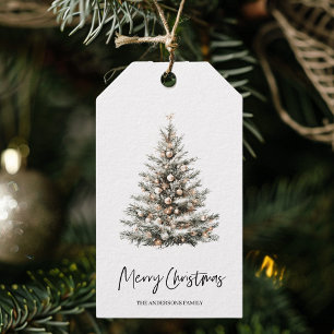 Elegant Watercolor Christmas Tree Gift Tags