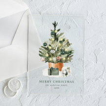 Elegant Watercolor Christmas Tree Holiday