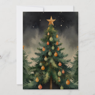 Elegant Watercolor Christmas Tree Holiday Card