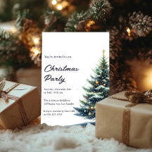 Elegant Watercolor Christmas Tree Holiday Party   