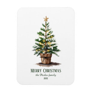 Elegant Watercolor Christmas Tree Non-Photo Magnet