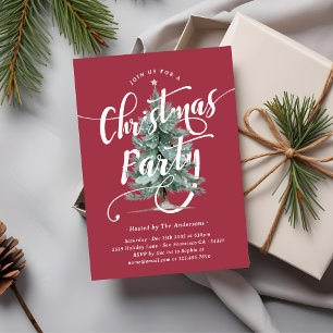 Elegant Watercolor Christmas Tree Party Invitation