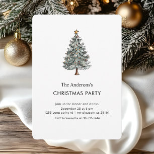 Elegant Watercolor Christmas Tree Party Invitation