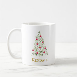 Elegant Watercolor Christmas Tree Personalised  Coffee Mug