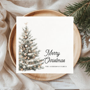 Elegant Watercolor Christmas Tree Personalized Napkin