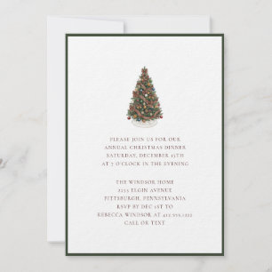 Elegant Watercolor Christmas Tree Plaid  Invitation