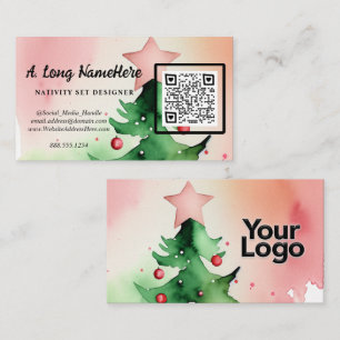 Elegant Watercolor Christmas Tree QR code Enclosure Card