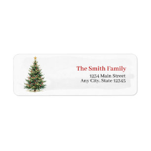 Elegant Watercolor Christmas Tree Return Address