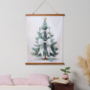 Elegant Watercolor Christmas Tree Wall Tapestry