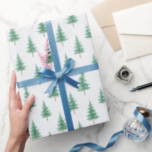 Elegant Watercolor Christmas Tree Wrapping Paper