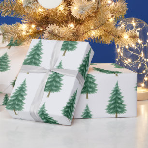 Elegant Watercolor Christmas Tree Wrapping Paper