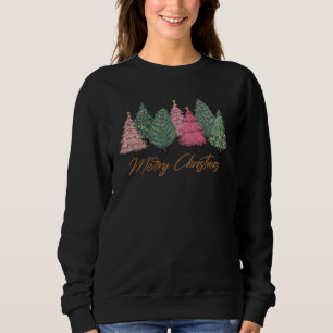 Elegant Watercolor Christmas Trees Merry Xmas Sweatshirt
