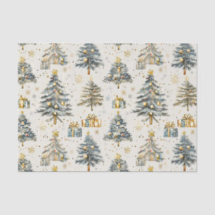 Elegant Watercolor Christmas Trees Tissue Paper