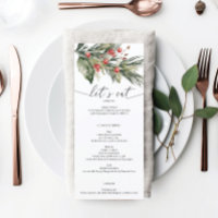 Elegant Watercolor Christmas Wedding Menu
