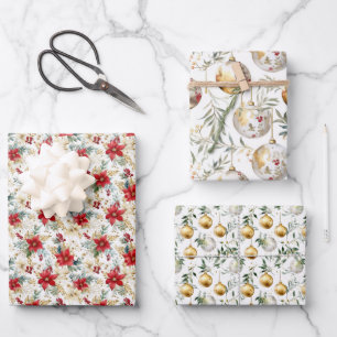 Elegant Watercolor Christmas Wrapping Paper Sheet