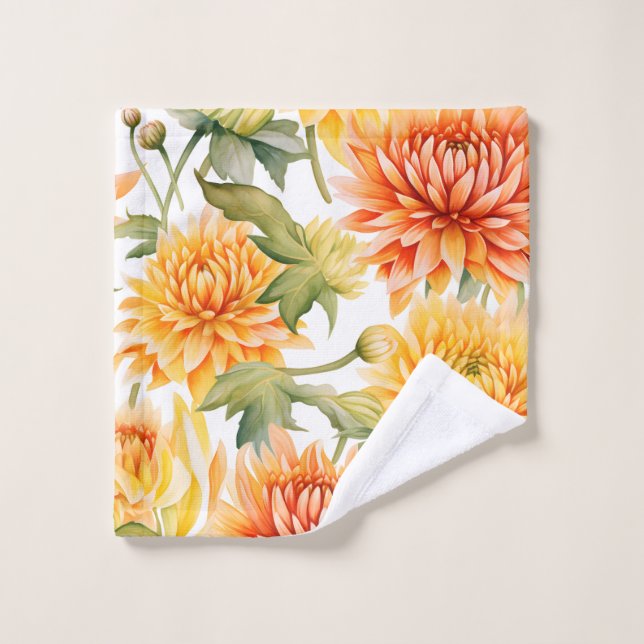 Elegant Watercolor Chrysanthemum Wash Cloth (Wash Cloth)