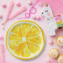 Elegant watercolor citrus Birthday party yellow