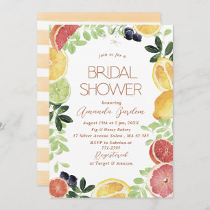 Elegant Watercolor Citrus bridal shower Invitation