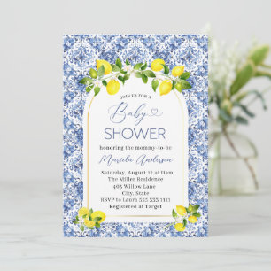 Elegant Watercolor Citrus Lemon  Baby Shower Invitation