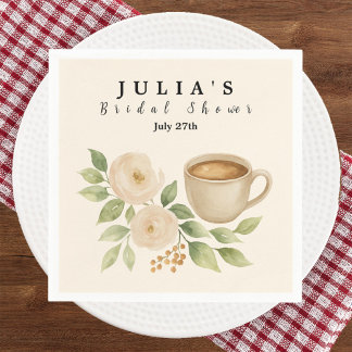 Elegant Watercolor Coffee Bridal Shower Napkin