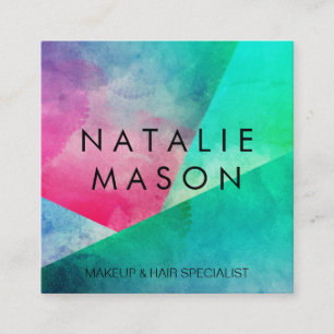 Elegant Watercolor Colour Blocks Square Business Card
