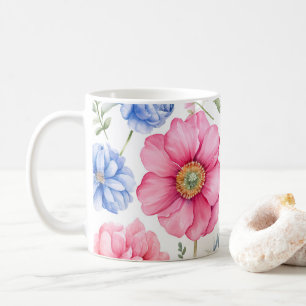 Elegant Watercolor Colourful Flowers Flora  Patter Coffee Mug