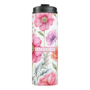 Elegant Watercolor Colourful Flowers Flora Pattern Thermal Tumbler