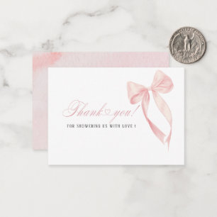 Elegant Watercolor Coquette Pink Bow ribbon  Baby  Card