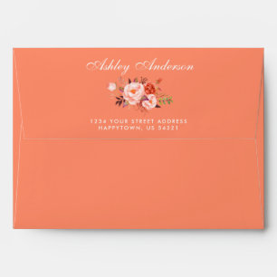 Elegant Watercolor Coral Floral Wedding Envelope