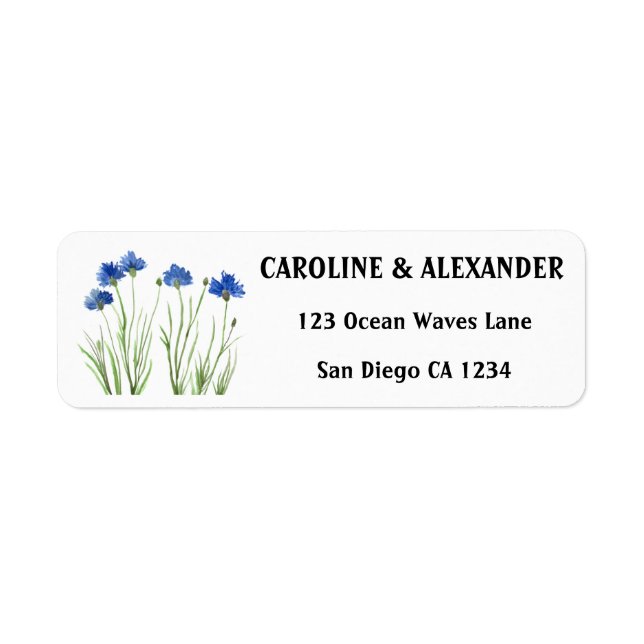 Elegant Watercolor Cornflowers Wildflowers Wedding (Front)