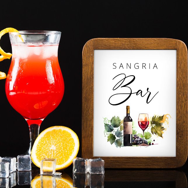Elegant Watercolor Country Sangria Bar Sign (Creator Uploaded)