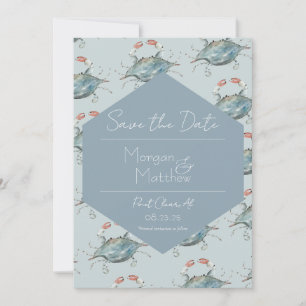 Elegant Watercolor Crab Wedding Save theDate Invitation