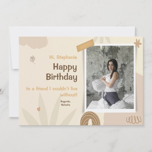 Elegant Watercolor Custom Photo Happy Birthday  Holiday Card (Front)