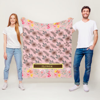 Elegant Watercolor Customise Flower Fleece Blanket