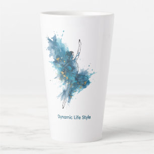 Elegant Watercolor Dancer & Gold Ginkgo Zen Coffee Latte Mug