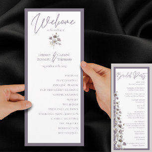 Elegant watercolor dark purple caligraphy ceremony programme