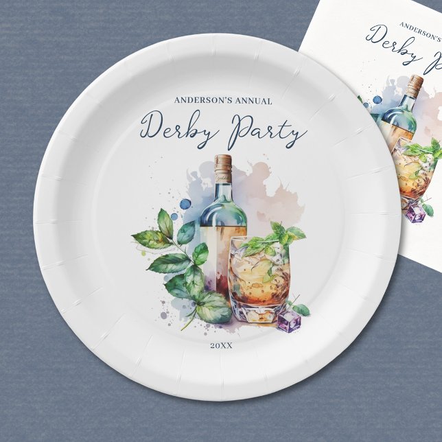 Elegant Watercolor Derby Party Paper Plate (Creator Uploaded)