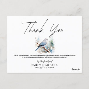 Elegant Watercolor Dove Funeral Thank You Card