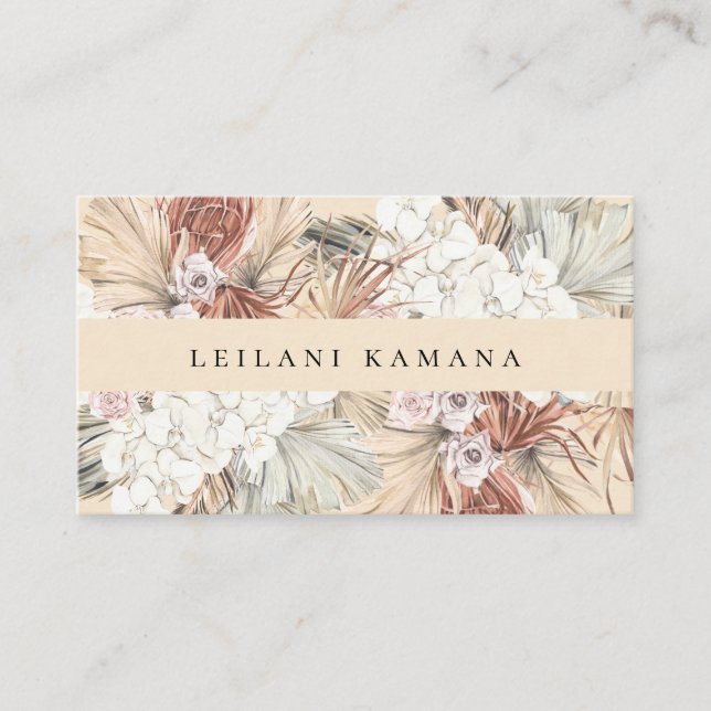 Elegant Watercolor Dried Boho Champagne Business Card (Front)
