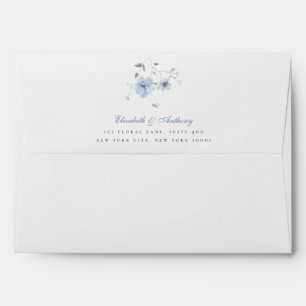 Elegant Watercolor Dusty Blue Botanical Wedding Envelope